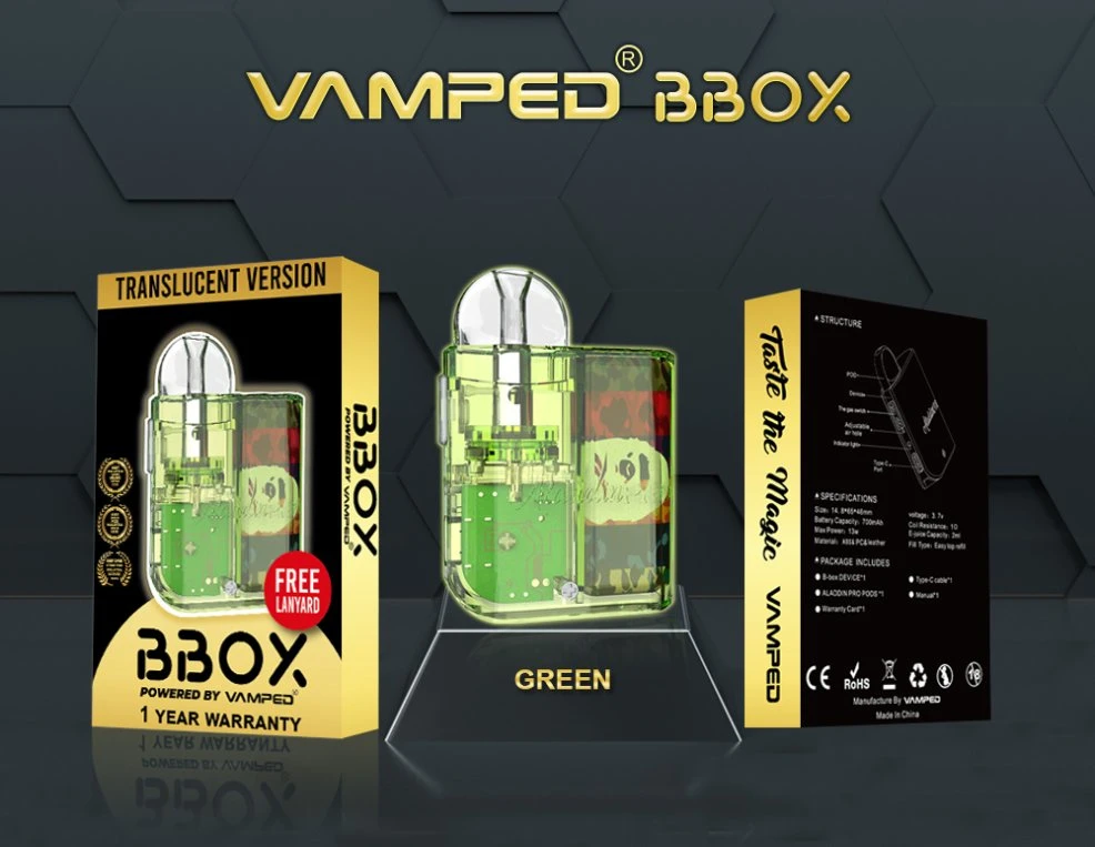 China Vape Factory Wholesale Vamped Aladdin PRO Bbox Pod Rechargeable Open System Vape Pod E-Cig Starter Kit